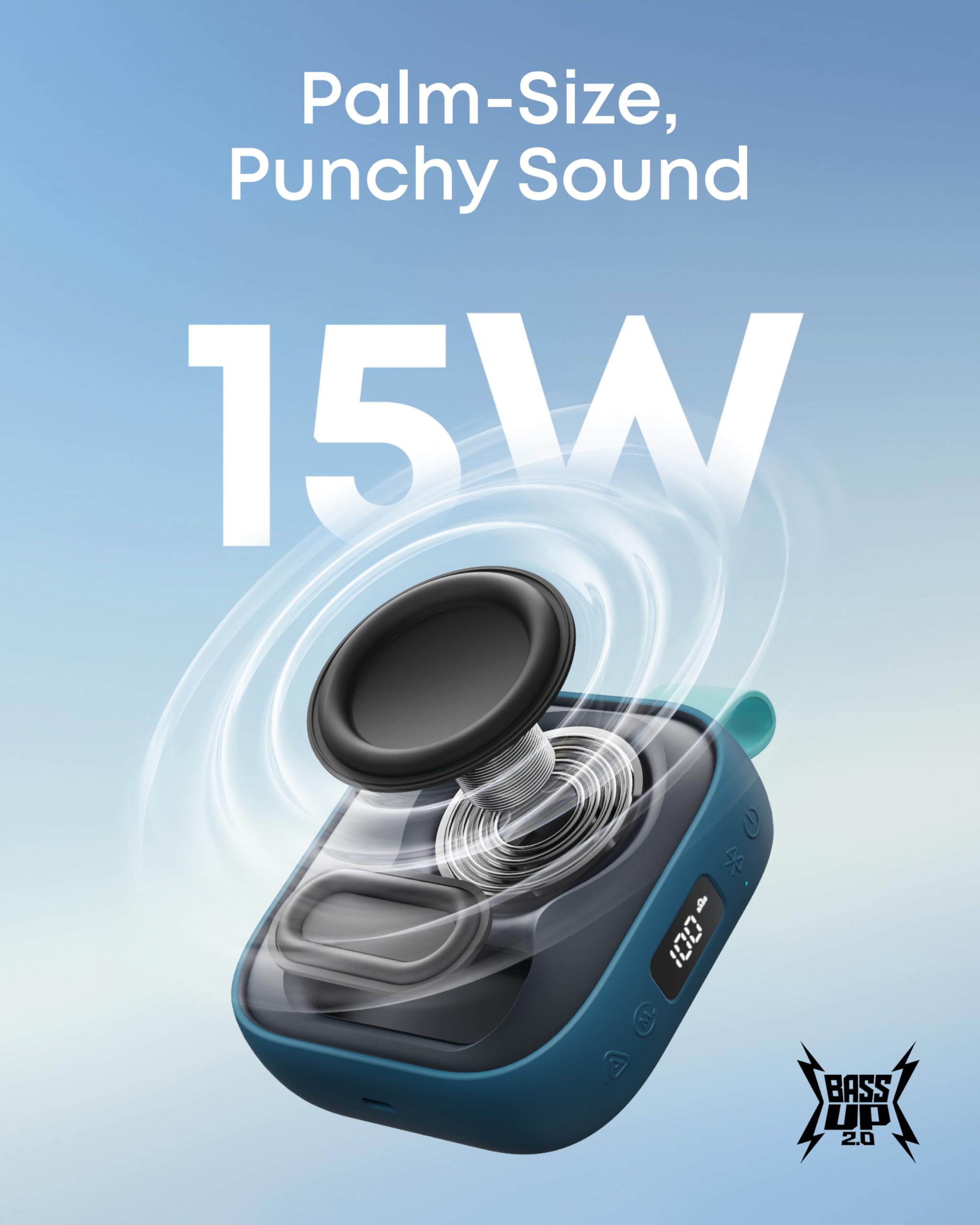 soundcore Boom Go 3i by Anker, Portable Speaker, 15W Punchy Sound